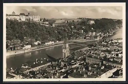 AK Passau, Teilansicht mit Brücke