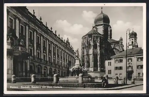 AK Passau, Bischöfliche Residenz mit Dom Ostseite