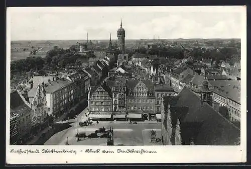 AK Wittenberg / Lutherstadt, Blick vom Stadtkirchturm auf den Ort