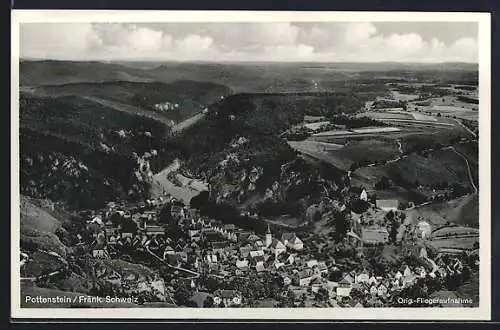 AK Pottenstein /Fränk. Schweiz, Teilansicht, Fliegeraufnahme