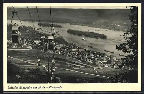 AK Rüdesheim /Rh., Seilbahn mit Orts- u. Rheinblick