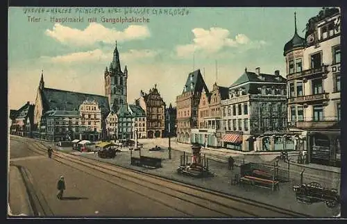 AK Trier, Hauptmarkt mit Gangolfskirche