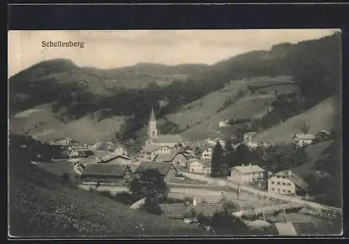 AK Schellenberg / Berchtesgaden, Blick von der Bergwiese auf den Ort