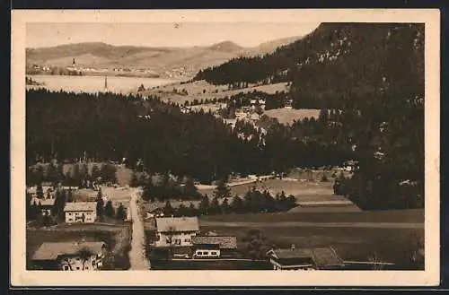 AK Josefstal /Schliersee, Ortsansicht mit Seeblick aus der Vogelschau