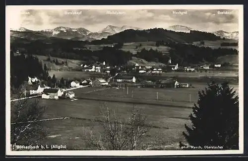 AK Röthenbach / Allgäu, Gesamtansicht mit Umgebung und Alpen aus der Vogelschau