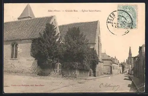 AK Sées /Orne, Grande Rue, Église Saint-Pierre