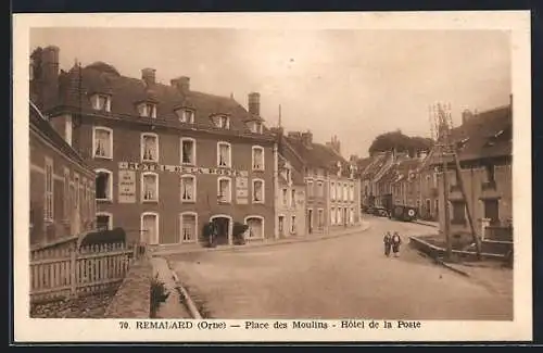 AK Rémalard /Orne, Place des Moulins, Hotel de la Poste