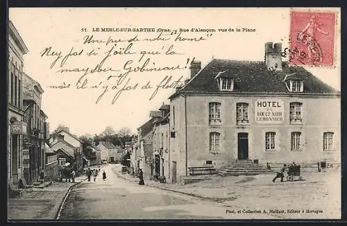 AK Le Mesle-sur-Sarthe, Rue d`Alencon, vue de la Place