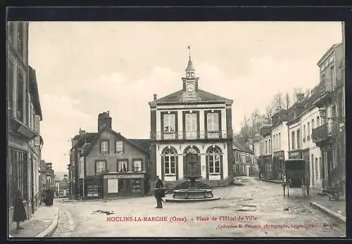 AK Moulins-la-Marche, Place de l`Hotel-de-Ville