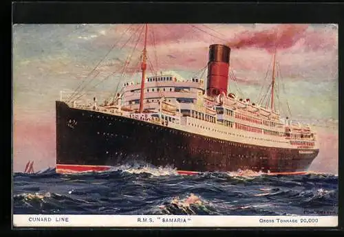 Künstler-AK Passagierschiff Scythia, Cunard Line, auf See