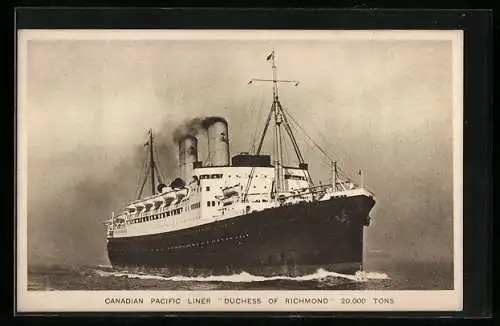 AK Passagierschiff Duchess of Richmond in voller Fahrt, Canadian Pacific Liner