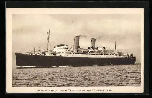 AK Passagierschiff Duchess of York bei voller Fahrt, Canadian Pacific Liner