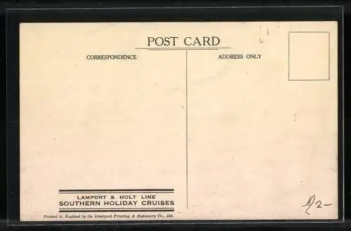 AK Passagierschiff T.S.S. Voltaire liegt vor Küste vor Anker, Lamport & Holt Line