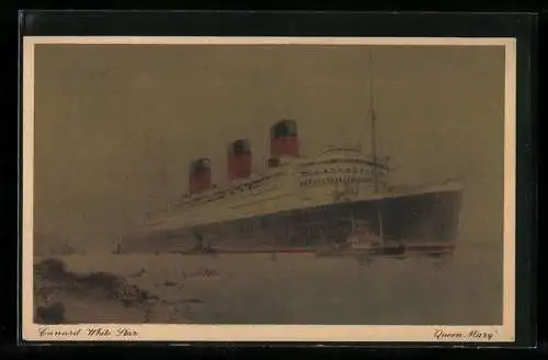 AK Passagierschiff RMS Queen Mary an der Küste, Cunard White Star