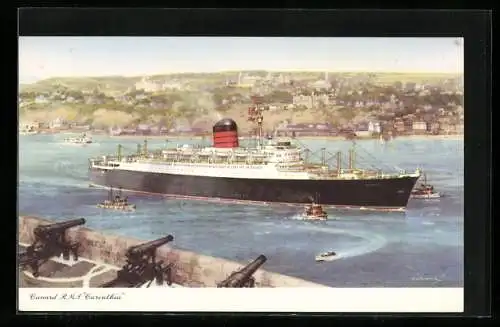 AK Passagierschiff RMS Carinthia auf einem Fluss, Cunard