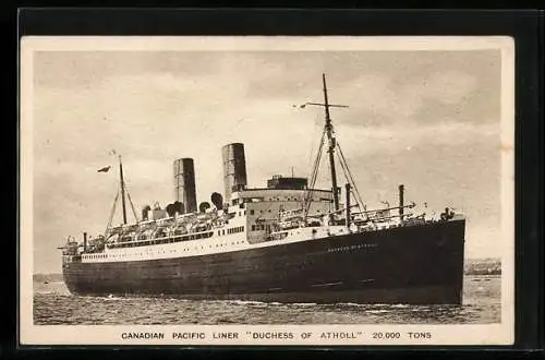 AK Passagierschiff Duchess of Atholl nahe der Küste, Canadian Pacific Liner