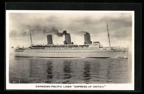 AK Passagierschiff Empress of Britain auf hoher See, Canadian Pacific Liner