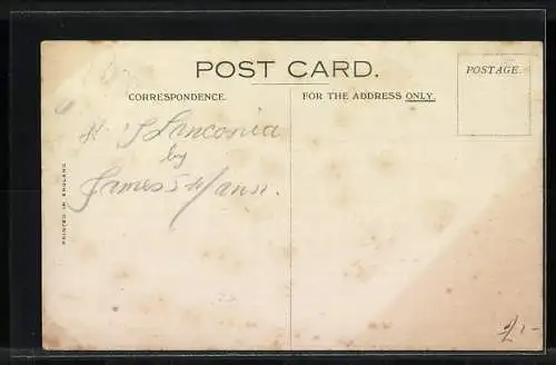 Künstler-AK Passagierschiff RMS Laconia im Hafen, Cunard Line