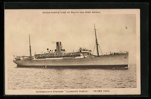 AK Passagierschiff Intermediate Steamer Llandaff Castle in Fahrt, Union-Castle Liner