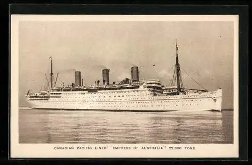 AK Passagierschiff Empress of Australia auf dem Meer, Canadian Pacific Liner