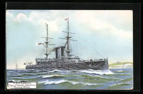 AK Kriegsschiff HMS Exmouth passing Dover