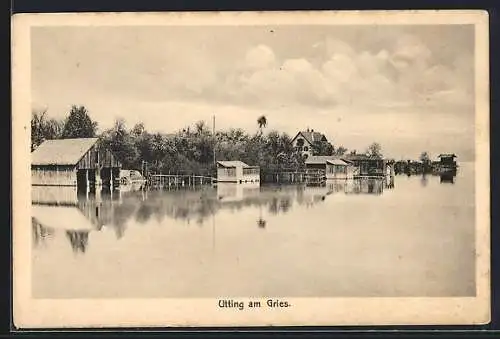 AK Utting, Partie am Ammersee, Bootshäuser