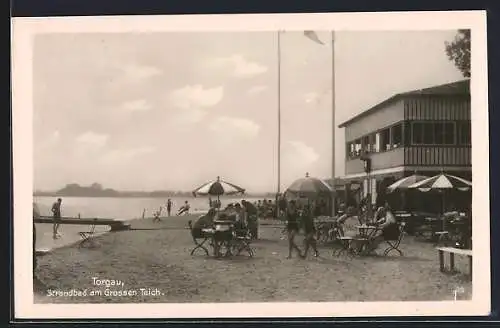 AK Torgau, Strandbad am Grossen Teich