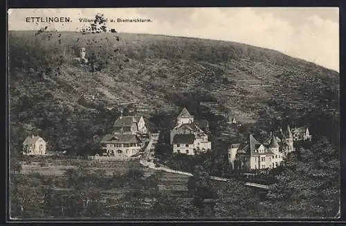 AK Ettlingen, Rottbergsiedlung & Bismarckturm