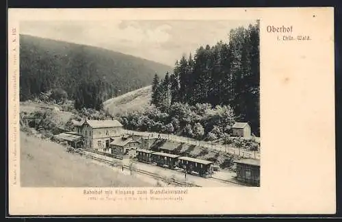 AK Oberhof i. Thür., Bahnhof mit Eingang zum Brandleitetunnel