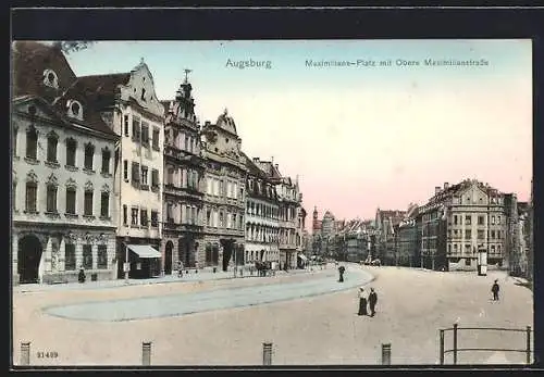 AK Augsburg, Maximilians-Platz und Obere Maximilianstrasse