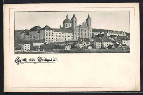 AK Weingarten / Württ., Teilansicht mit Kirche