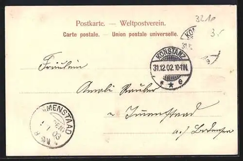 AK Konstanz, Protestantische Kirche und Paradiesstrasse mit Schreibwarengeschäft