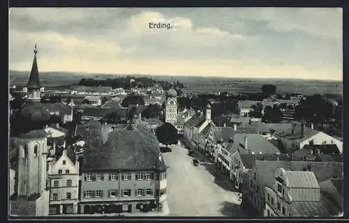 AK Erding, Teilansicht mit Strassenpartie