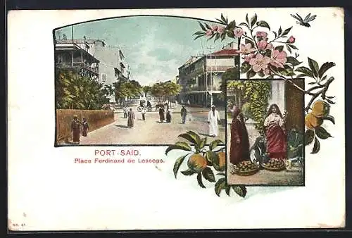 AK Port-Said, Place Ferdinand de Lesseps