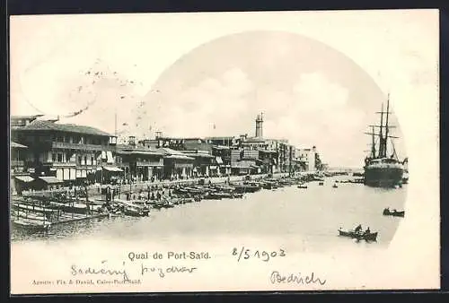 AK Port Said, Le Quai, Blick auf den Hafen