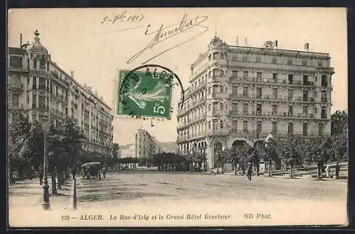 AK Alger, La Rue d`Isly et le Grand Hotel Excelsior