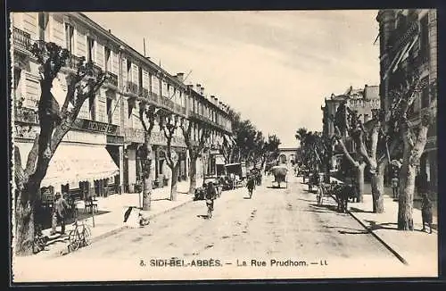 AK Sidi-bel-Abbès, La rue Prud`hon mit Radfahrer