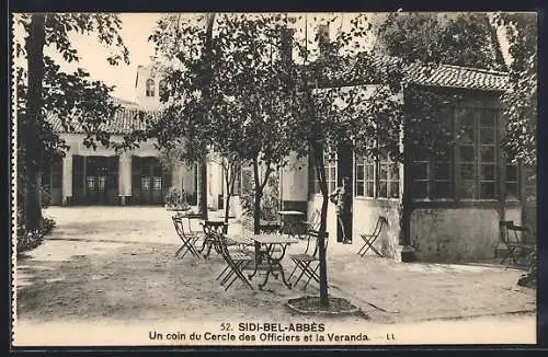 AK Sidi-Bel-Abbès, Un coin du Cercle des Officiers et la Veranda