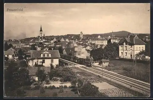 AK Frauenfeld, Teilansicht mit Eisenbahn