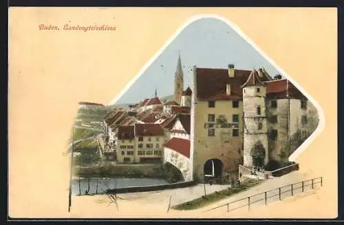 AK Baden, Landvogteischloss mit gedeckter Brücke
