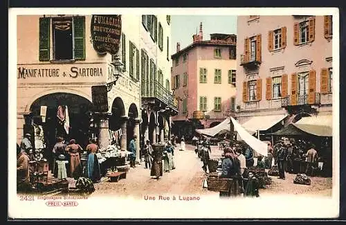 AK Lugano, Une Rue mit Verkäuferinnen