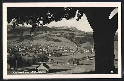 AK Appenzell, Blick gegen die Säntiskette