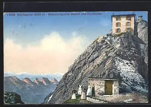 AK Säntis, Meteorologische Station und Churfirsten auf dem Berggipfel