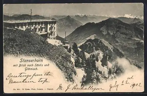 AK Stanserhorn, Panorama mit Blick nach Säntis und Glärnisch