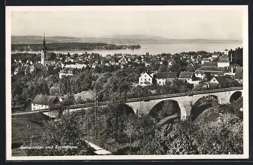 AK Emmishofen, Totalansicht mit Kreuzlingen und Viadukt