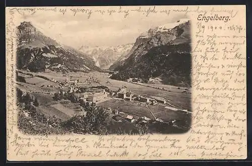 AK Engelberg / Obwalden, Ortsansicht mit Bergpanorama