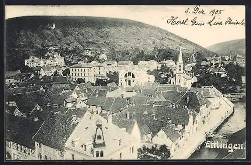AK Ettlingen, Rechts d.Alb mit Kirche