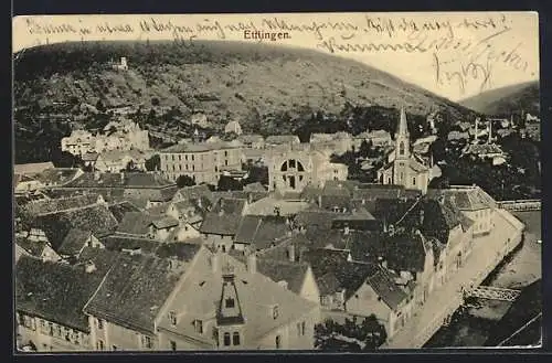 AK Ettlingen, Ortsansicht rechts der Alb