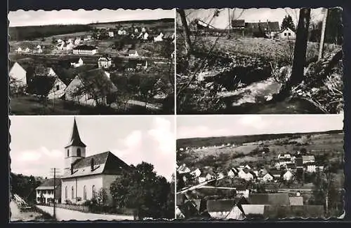 AK Auerbach / Baden, Kirche, Ortsansicht