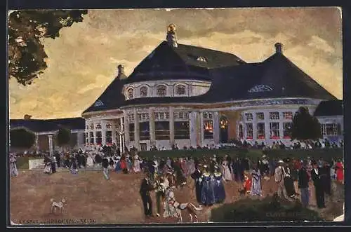 Künstler-AK München, Ausstellung 1908, Haupt-Restaurant